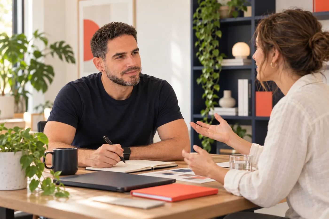Gal in a discovery meeting with a client