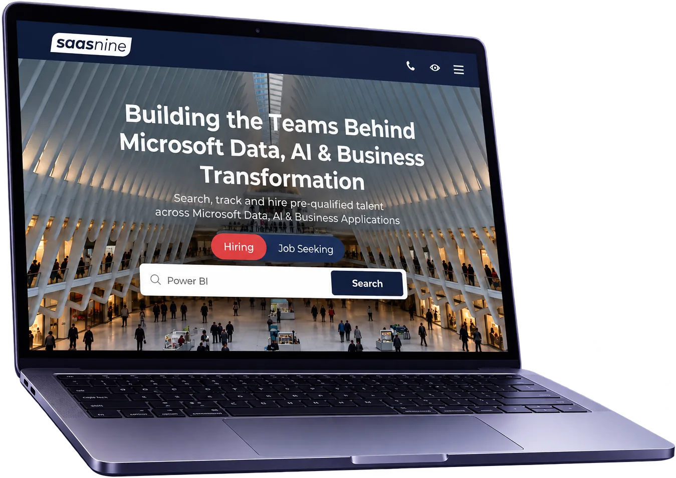 The SaaSnine website on a laptop