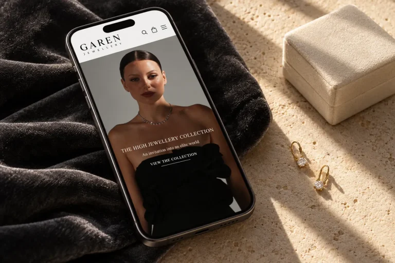 The Garen Jewellery website on a phone