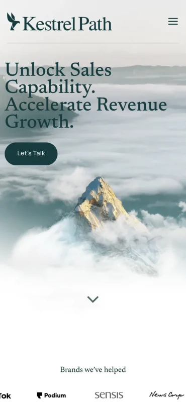 Kestrel Path homepage on a phone