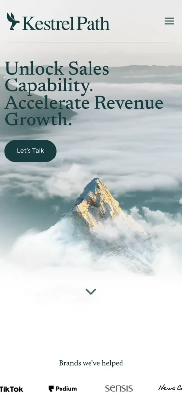 Kestrel Path website on a phone
