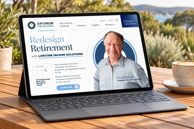 The Optimum Pensions website on a tablet