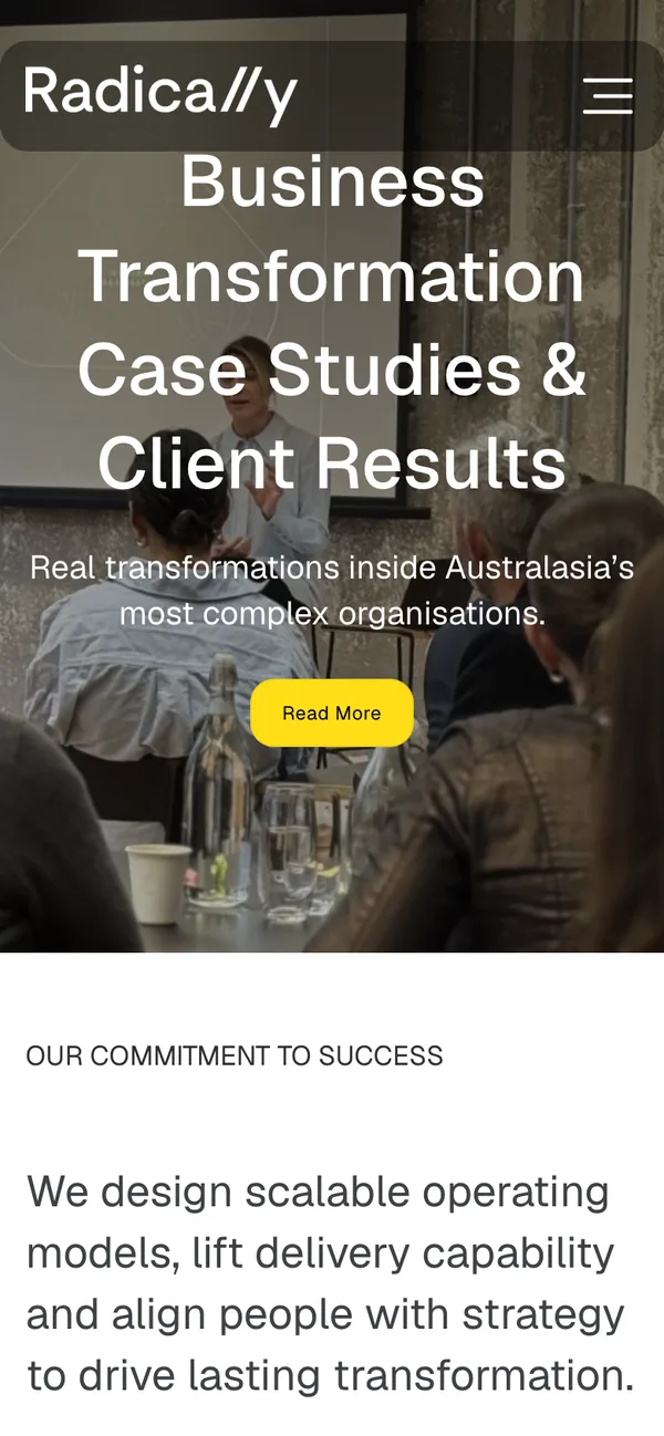 Radically client results on a phone