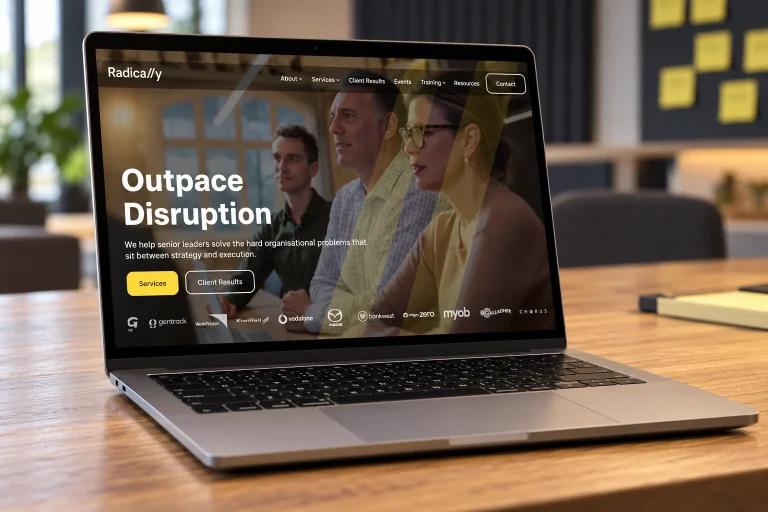 The Radically website on a laptop