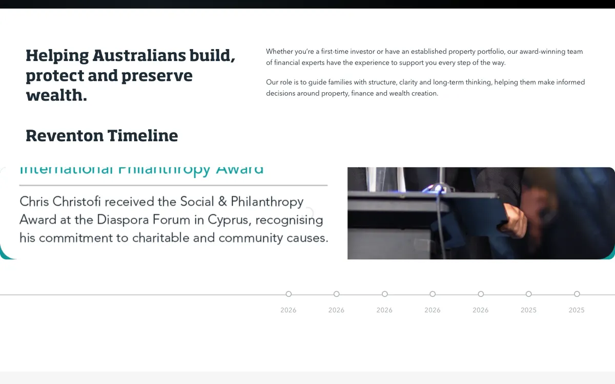 Reventon timeline on the About page