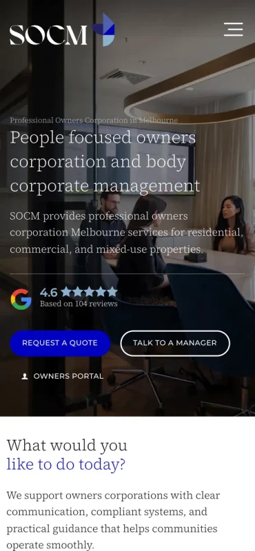 SOCM website on a phone