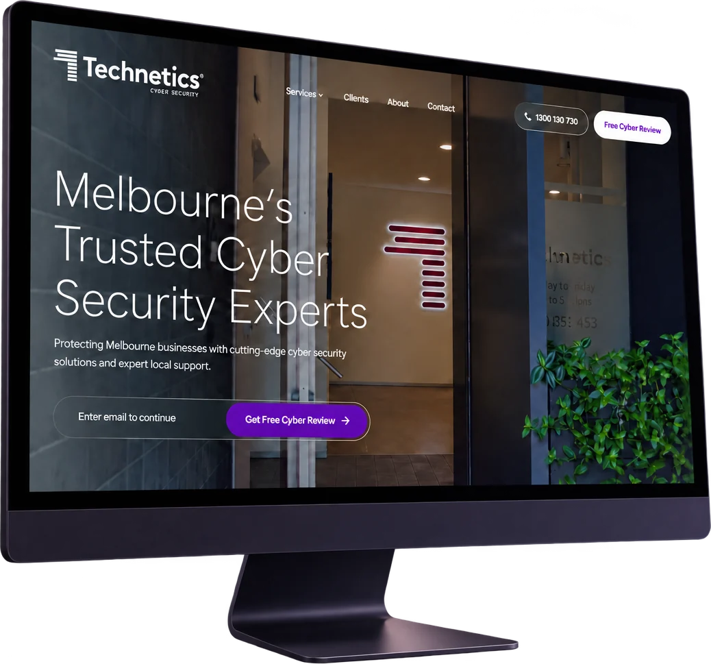 The Technetics Cyber Security website on a desktop screen