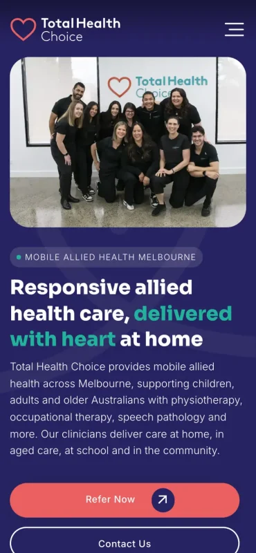 Total Health Choice website on a phone