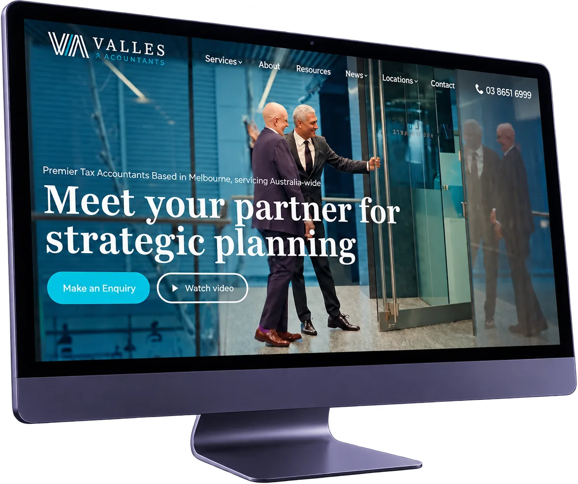 The Valles Accountants website on a desktop screen